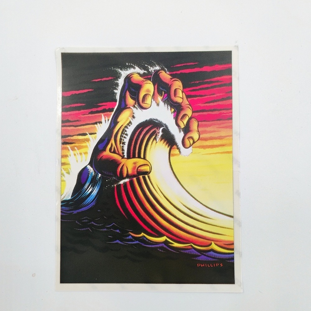 Santa Cruz Jim Philips Hand Wave Sticker Vintage 1990's Skateboarding Surfing